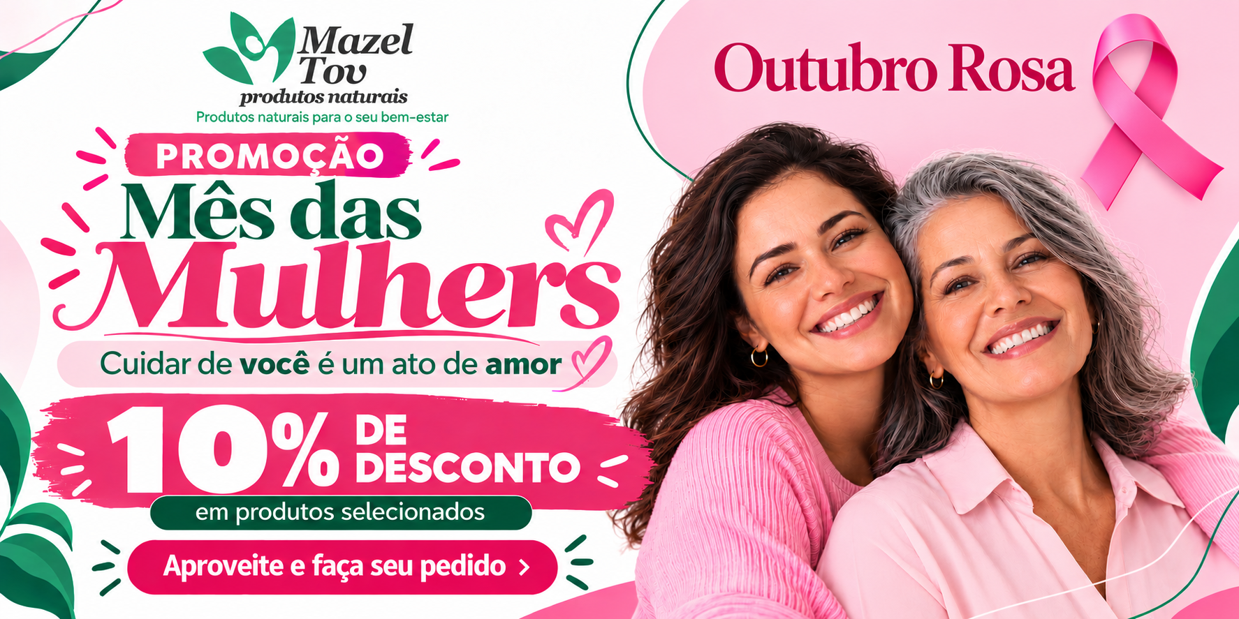Promoção Mês das Mulheres Mazel Tov: 10% de desconto em produtos selecionados